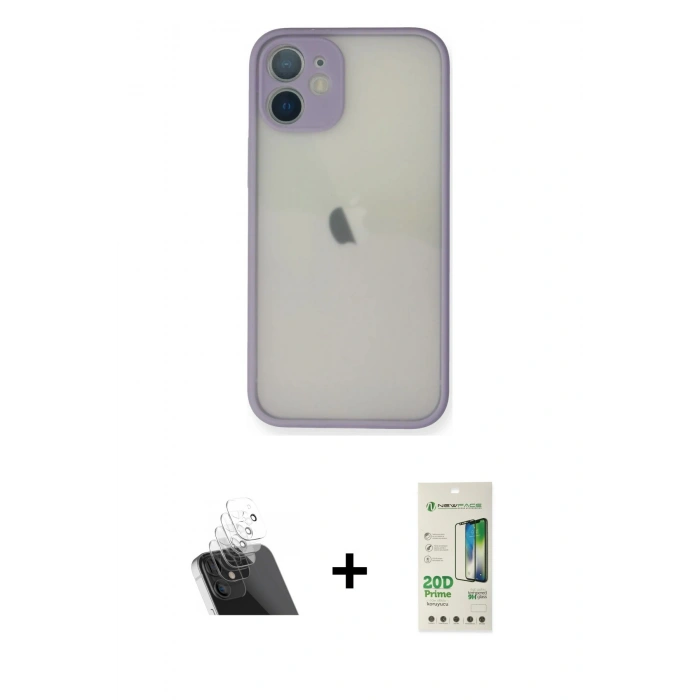 MARSİLYAN™- iPhone 11 Pro Max Kılıf Ahenk Çizgi Serisi - Siyah 20D Premium Cam Ekran Koruyucu + Kamera Lens Koruma Cam - SF