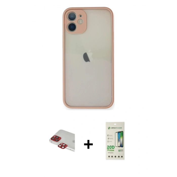 MARSİLYAN™- iPhone 11 Pro Max Kılıf Ahenk Çizgi Serisi - Siyah 20D Premium Cam Ekran Koruyucu + Pers Alüminyum Kamera Lens - KI