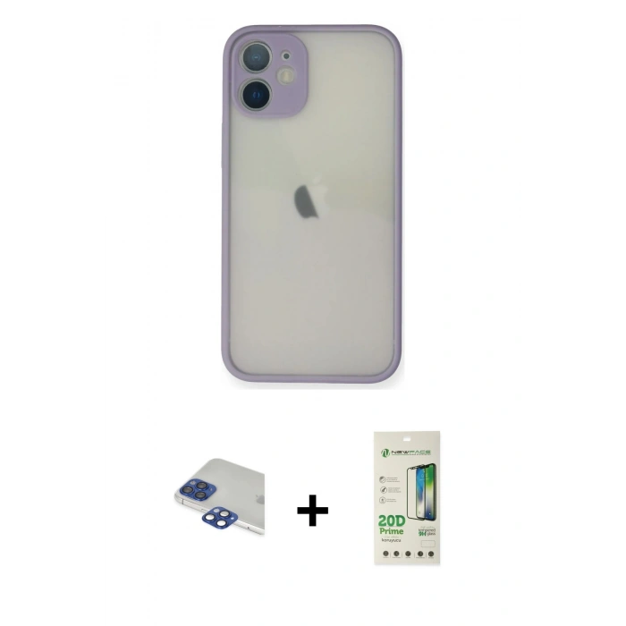 MARSİLYAN™- iPhone 11 Pro Max Kılıf Ahenk Çizgi Serisi - Siyah 20D Premium Cam Ekran Koruyucu + Pers Alüminyum Kamera Lens - LT