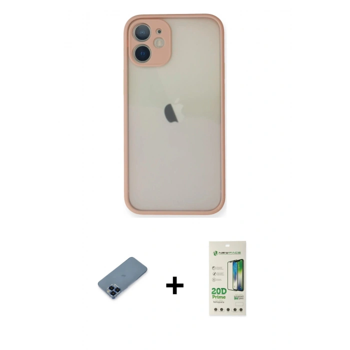 MARSİLYAN™- iPhone 11 Pro Max Kılıf Ahenk Çizgi Serisi - Siyah 20D Premium Cam Ekran Koruyucu + Metal Kamera Lens Koruma Cam - MI