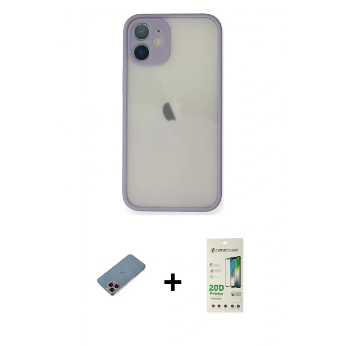 MARSİLYAN™- iPhone 11 Pro Max Kılıf Ahenk Çizgi Serisi - Siyah 20D Premium Cam Ekran Koruyucu + Shine Kamera Lens Koruma Cam - PE