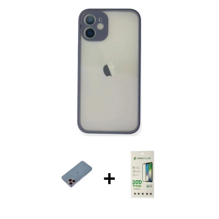 MARSİLYAN™- iPhone 11 Pro Max Kılıf Ahenk Çizgi Serisi - Siyah 20D Premium Cam Ekran Koruyucu + Shine Kamera Lens Koruma Cam - PE