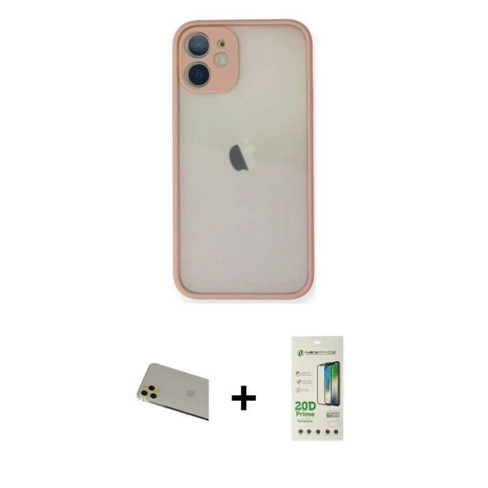 MARSİLYAN™- iPhone 11 Pro Max Kılıf Ahenk Çizgi Serisi - Siyah 20D Premium Cam Ekran Koruyucu + Rainbow Kamera Lens Koruma Cam - GD