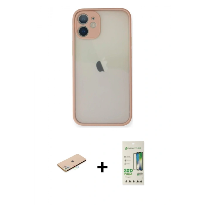 MARSİLYAN™- iPhone 11 Pro Max Kılıf Ahenk Çizgi Serisi - Siyah 20D Premium Cam Ekran Koruyucu + Renkli Kamera Lens Koruma Cam - MI