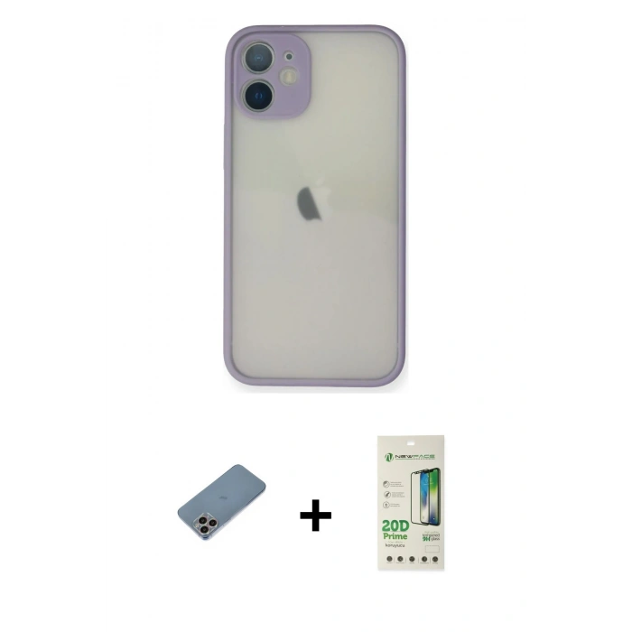 MARSİLYAN™- iPhone 11 Pro Max Kılıf Ahenk Çizgi Serisi - Siyah 20D Premium Cam Ekran Koruyucu + Shine Kamera Lens Koruma Cam - GI