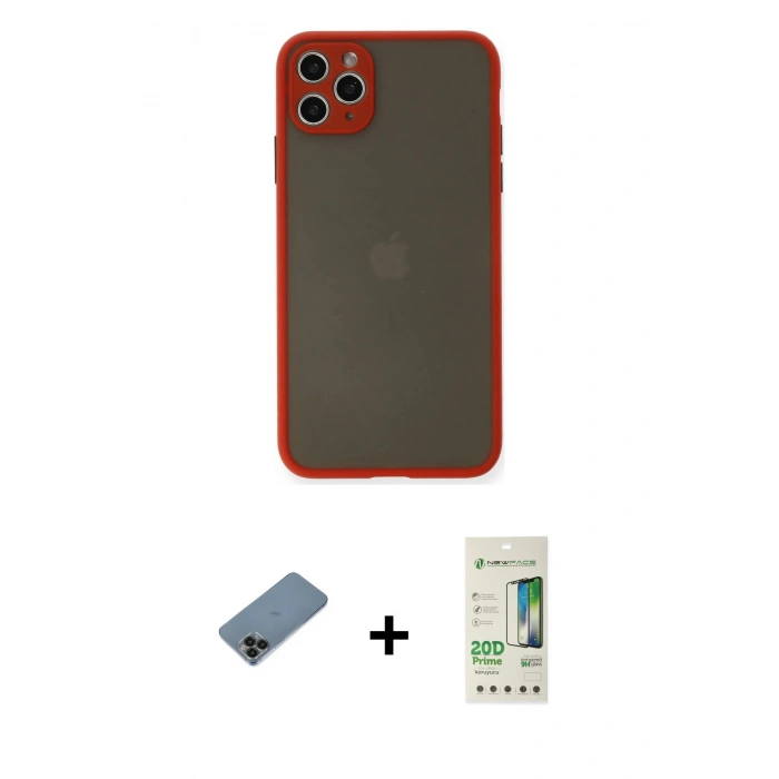 MARSİLYAN™- iPhone 11 Pro Max Kılıf Ahenk Çizgi Serisi - Siyah 20D Premium Cam Ekran Koruyucu + Shine Kamera Lens Koruma Cam - SH
