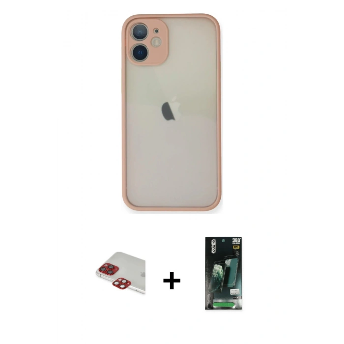 MARSİLYAN™- iPhone 11 Pro Max Kılıf Ahenk Çizgi Serisi - Siyah 360 Mat Full Body Arka Koruyucu + Pers Alüminyum Kamera Lens - KI