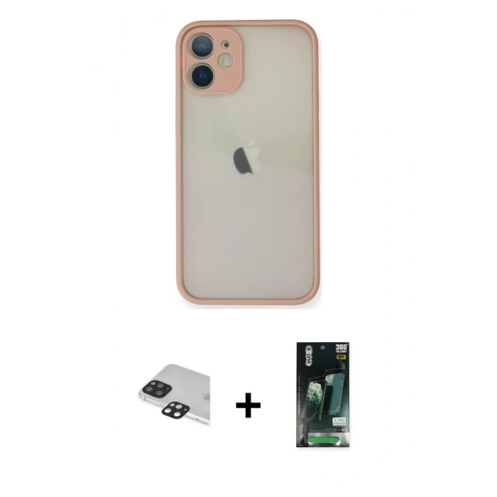 MARSİLYAN™- iPhone 11 Pro Max Kılıf Ahenk Çizgi Serisi - Siyah 360 Mat Full Body Arka Koruyucu + Pers Alüminyum Kamera Lens - SH