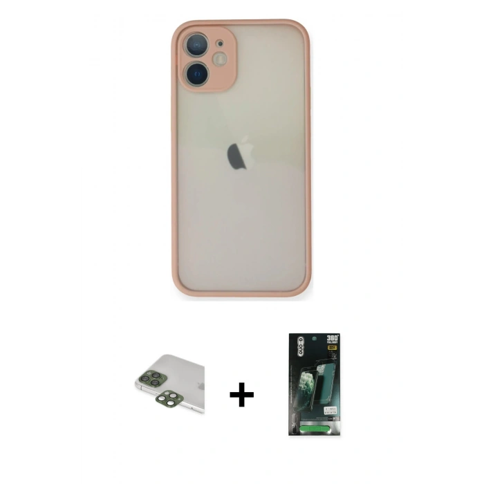 MARSİLYAN™- iPhone 11 Pro Max Kılıf Ahenk Çizgi Serisi - Siyah 360 Mat Full Body Arka Koruyucu + Pers Alüminyum Kamera Lens - YL