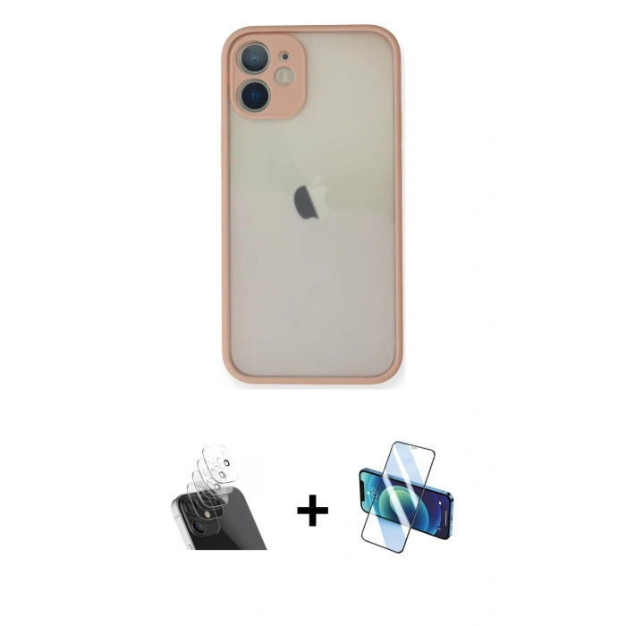 MARSİLYAN™- iPhone 11 Pro Max Kılıf Ahenk Çizgi Serisi - Siyah 3D Antistatik Cam Ekran Koruyucu + Kamera Lens Koruma Cam - SF