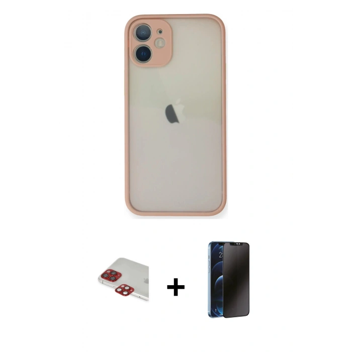 MARSİLYAN™- iPhone 11 Pro Max Kılıf Ahenk Çizgi Serisi - Siyah 3D Antistatik Hayalet Cam Ekran Koruyucu + Pers Alüminyum Kamera Lens - KI