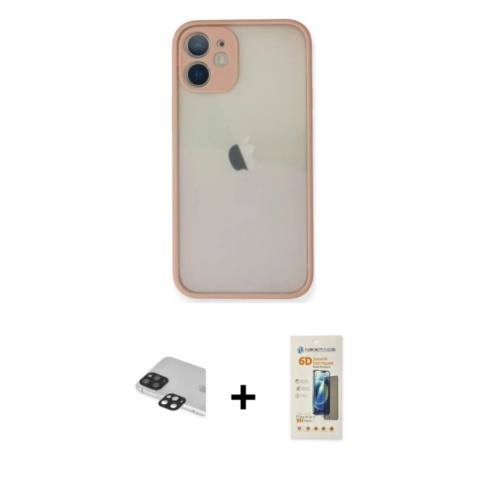 MARSİLYAN™- iPhone 11 Pro Max Kılıf Ahenk Çizgi Serisi - Siyah 6D Mat Seramik Hayalet Nano Ekran Koruyucu + Pers Alüminyum Kamera Lens - SH