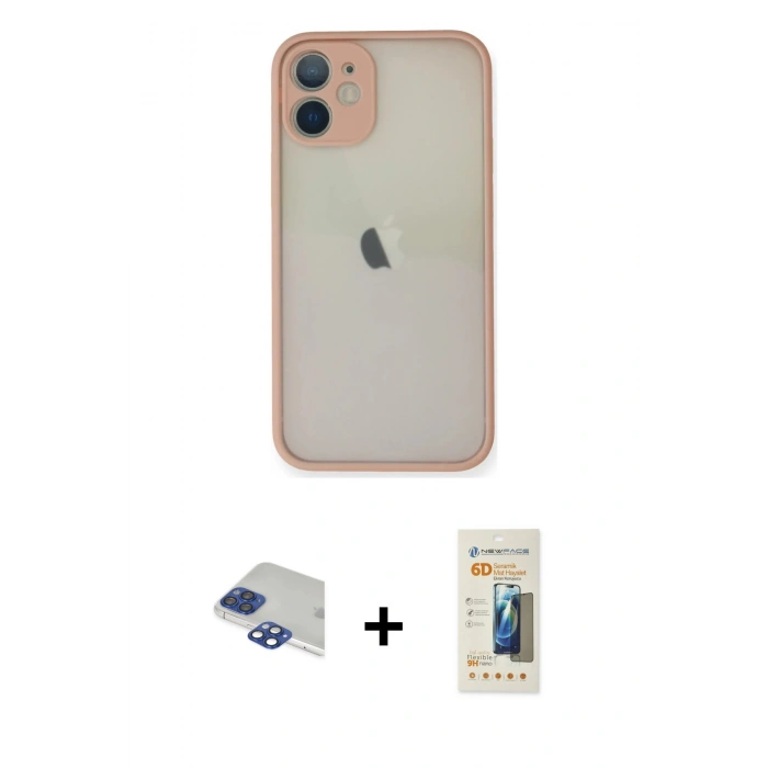 MARSİLYAN™- iPhone 11 Pro Max Kılıf Ahenk Çizgi Serisi - Siyah 6D Mat Seramik Hayalet Nano Ekran Koruyucu + Pers Alüminyum Kamera Lens - LT