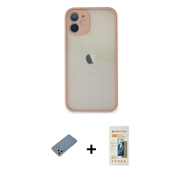 MARSİLYAN™- iPhone 11 Pro Max Kılıf Ahenk Çizgi Serisi - Siyah 6D Mat Seramik Hayalet Nano Ekran Koruyucu + Shine Kamera Lens Koruma Cam - GS