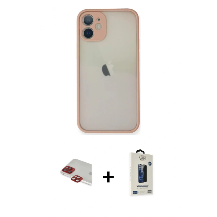 MARSİLYAN™- iPhone 11 Pro Max Kılıf Ahenk Çizgi Serisi - Siyah Bilvis Hayalet Cam Ekran Koruyucu + Pers Alüminyum Kamera Lens - KI