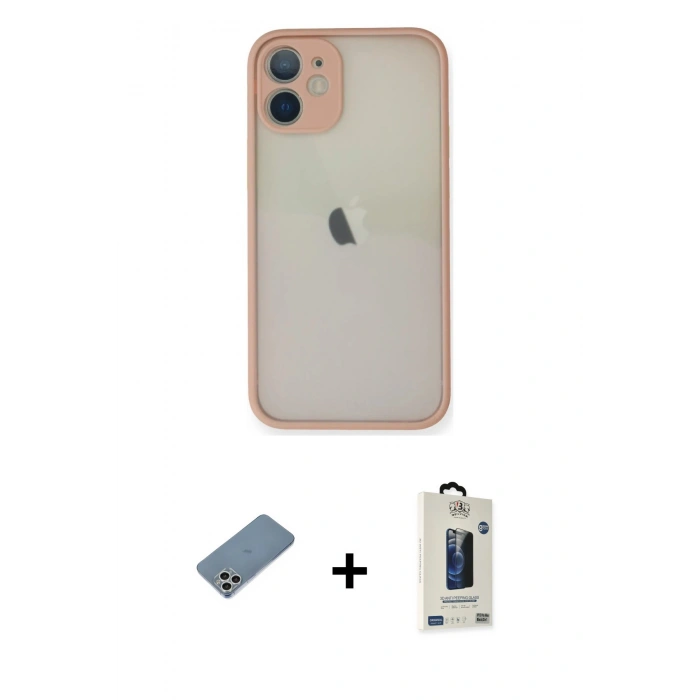 MARSİLYAN™- iPhone 11 Pro Max Kılıf Ahenk Çizgi Serisi - Siyah Bilvis Hayalet Cam Ekran Koruyucu + Shine Kamera Lens Koruma Cam - GS