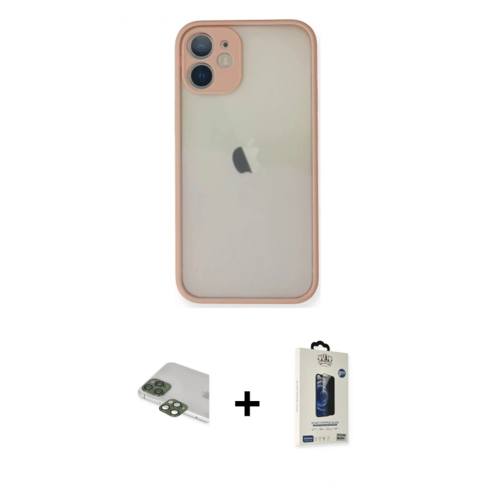 MARSİLYAN™- iPhone 11 Pro Max Kılıf Ahenk Çizgi Serisi - Siyah Bilvis Hayalet Cam Ekran Koruyucu + Pers Alüminyum Kamera Lens - YL
