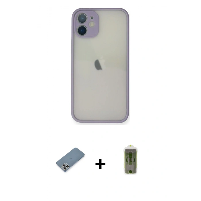 MARSİLYAN™- iPhone 11 Pro Max Kılıf Ahenk Çizgi Serisi - Siyah Joko Magic 5D Hayalet Cam + Metal Kamera Lens Koruma Cam - GS