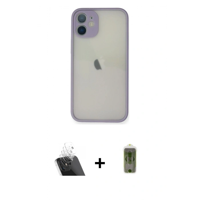 MARSİLYAN™- iPhone 11 Pro Max Kılıf Ahenk Çizgi Serisi - Siyah Joko Magic 5D Hayalet Cam + Kamera Lens Koruma Cam - SF
