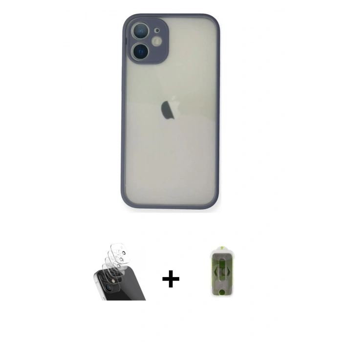 MARSİLYAN™- iPhone 11 Pro Max Kılıf Ahenk Çizgi Serisi - Siyah Joko Magic 5D Hayalet Cam + Kamera Lens Koruma Cam - SF