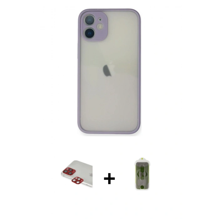 MARSİLYAN™- iPhone 11 Pro Max Kılıf Ahenk Çizgi Serisi - Siyah Joko Magic 5D Hayalet Cam + Pers Alüminyum Kamera Lens - KI