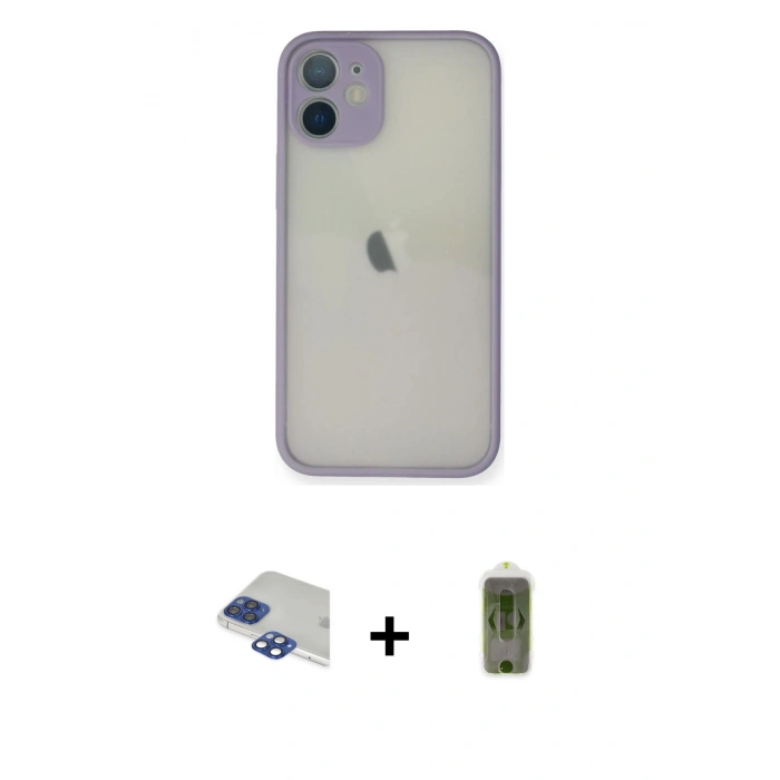 MARSİLYAN™- iPhone 11 Pro Max Kılıf Ahenk Çizgi Serisi - Siyah Joko Magic 5D Hayalet Cam + Pers Alüminyum Kamera Lens - LT