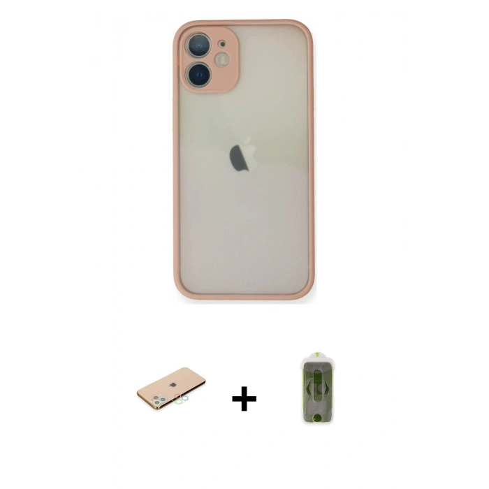 MARSİLYAN™- iPhone 11 Pro Max Kılıf Ahenk Çizgi Serisi - Siyah Joko Magic 5D Hayalet Cam + Mavi Renkli Kamera Lens Koruma Cam