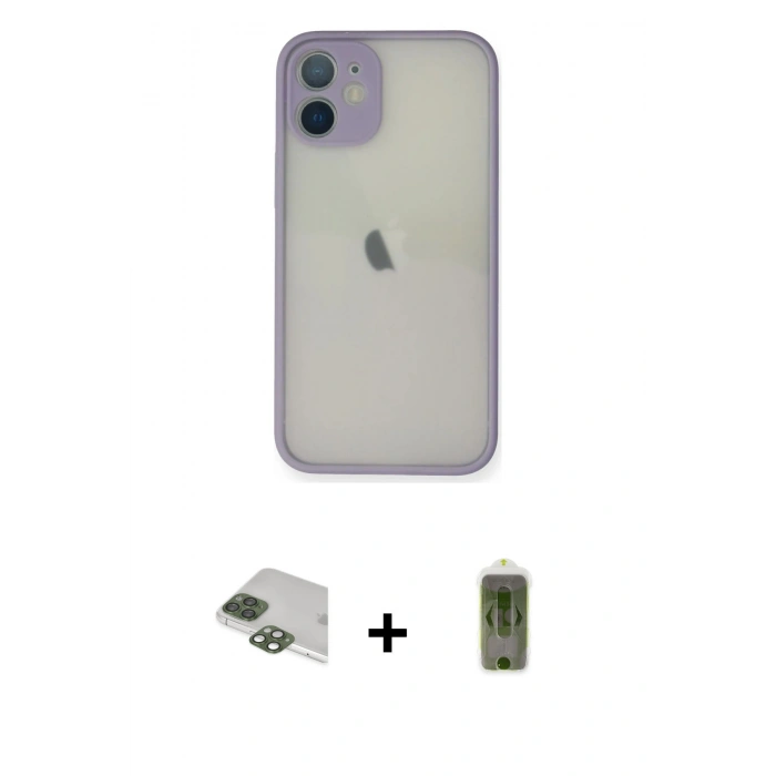MARSİLYAN™- iPhone 11 Pro Max Kılıf Ahenk Çizgi Serisi - Siyah Joko Magic 5D Hayalet Cam + Pers Alüminyum Kamera Lens - YL