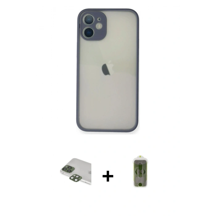 MARSİLYAN™- iPhone 11 Pro Max Kılıf Ahenk Çizgi Serisi - Siyah Joko Magic 5D Hayalet Cam + Pers Alüminyum Kamera Lens - YL