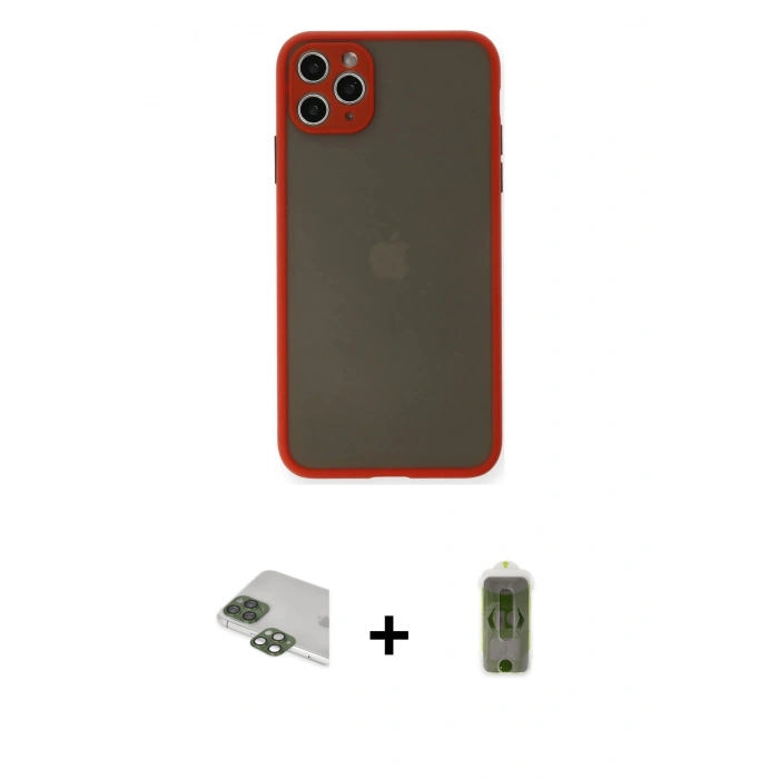 MARSİLYAN™- iPhone 11 Pro Max Kılıf Ahenk Çizgi Serisi - Siyah Joko Magic 5D Hayalet Cam + Pers Alüminyum Kamera Lens - YL