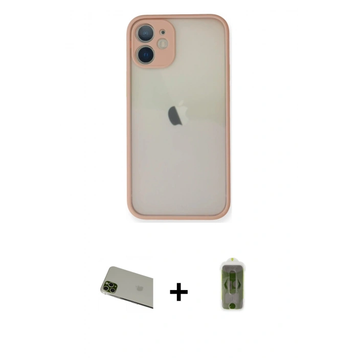 MARSİLYAN™- iPhone 11 Pro Max Kılıf Ahenk Çizgi Serisi - Siyah Joko Magic 5D Hayalet Cam + Rainbow Kamera Lens Koruma Cam - YL