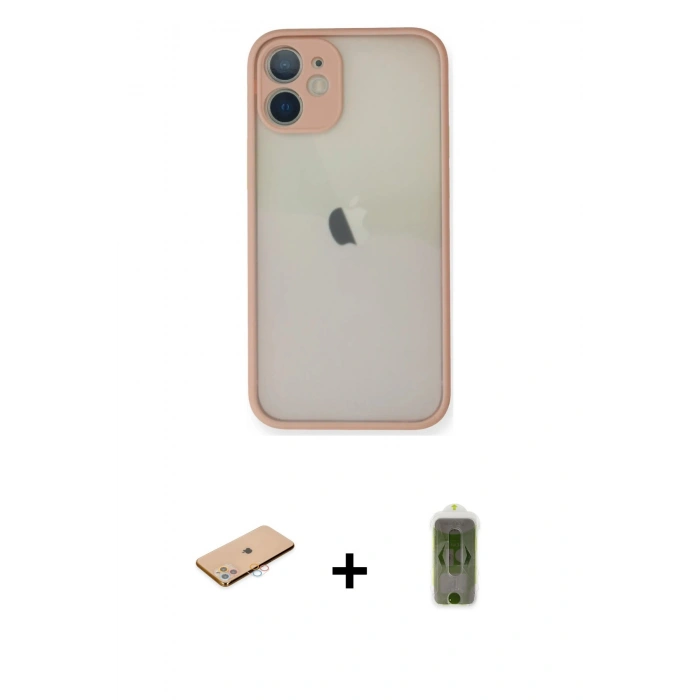 MARSİLYAN™- iPhone 11 Pro Max Kılıf Ahenk Çizgi Serisi - Siyah Joko Magic 5D Hayalet Cam + Renkli Kamera Lens Koruma Cam - PE