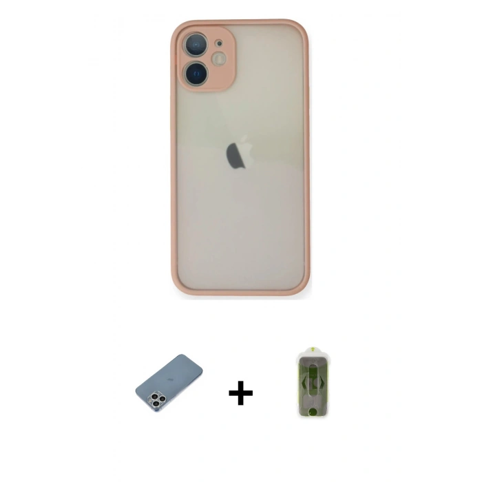 MARSİLYAN™- iPhone 11 Pro Max Kılıf Ahenk Çizgi Serisi - Siyah Joko Magic 5D Hayalet Cam + Shine Kamera Lens Koruma Cam - GS