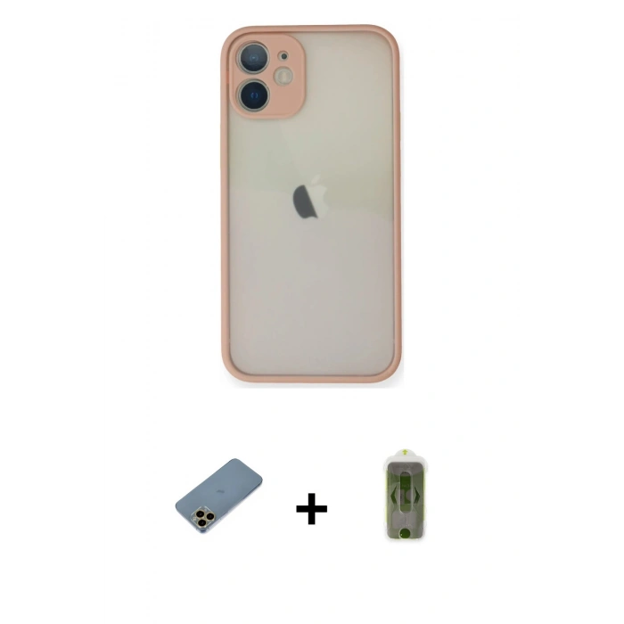 MARSİLYAN™- iPhone 11 Pro Max Kılıf Ahenk Çizgi Serisi - Siyah Joko Magic 5D Hayalet Cam + Shine Kamera Lens Koruma Cam - GD