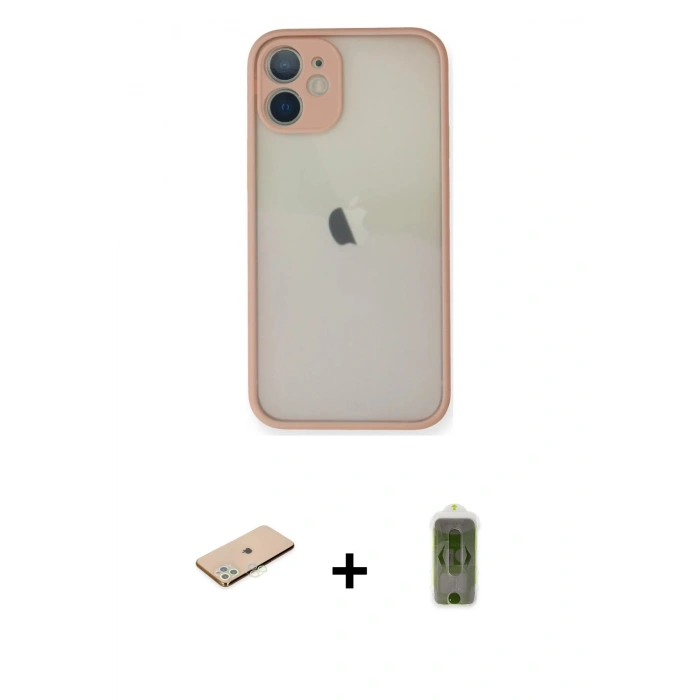 MARSİLYAN™- iPhone 11 Pro Max Kılıf Ahenk Çizgi Serisi - Siyah Joko Magic 5D Hayalet Cam + Renkli Kamera Lens Koruma Cam - YL