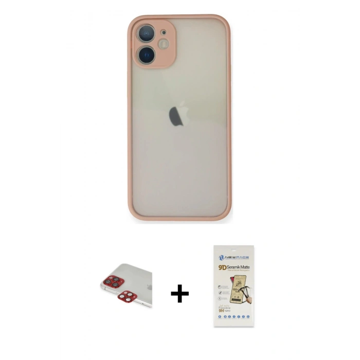 MARSİLYAN™- iPhone 11 Pro Max Kılıf Ahenk Çizgi Serisi - Siyah Mat Seramik Nano Ekran Koruyucu + Pers Alüminyum Kamera Lens - KI