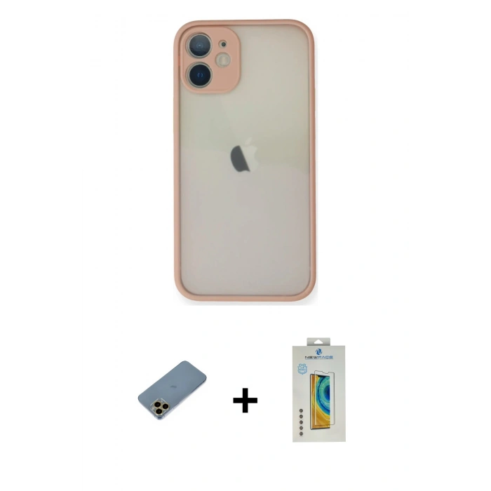 MARSİLYAN™- iPhone 11 Pro Max Kılıf Ahenk Çizgi Serisi - Siyah Polymer Nano Ekran Koruyucu + Shine Kamera Lens Koruma Cam - GD