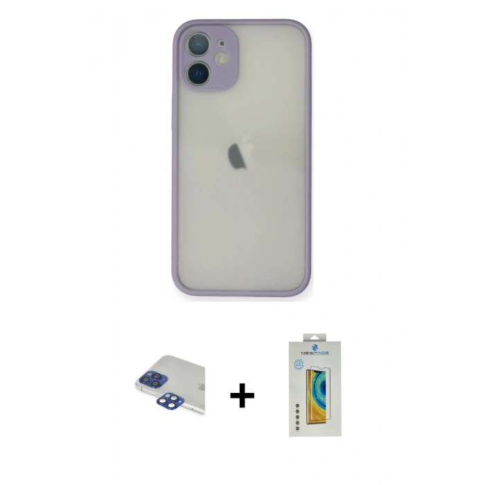 MARSİLYAN™- iPhone 11 Pro Max Kılıf Ahenk Çizgi Serisi - Siyah Polymer Nano Ekran Koruyucu + Pers Alüminyum Kamera Lens - LT