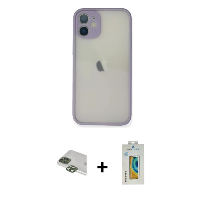MARSİLYAN™- iPhone 11 Pro Max Kılıf Ahenk Çizgi Serisi - Siyah Polymer Nano Ekran Koruyucu + Pers Alüminyum Kamera Lens - YL