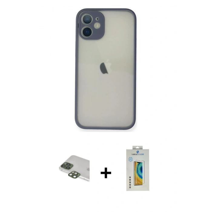 MARSİLYAN™- iPhone 11 Pro Max Kılıf Ahenk Çizgi Serisi - Siyah Polymer Nano Ekran Koruyucu + Pers Alüminyum Kamera Lens - YL