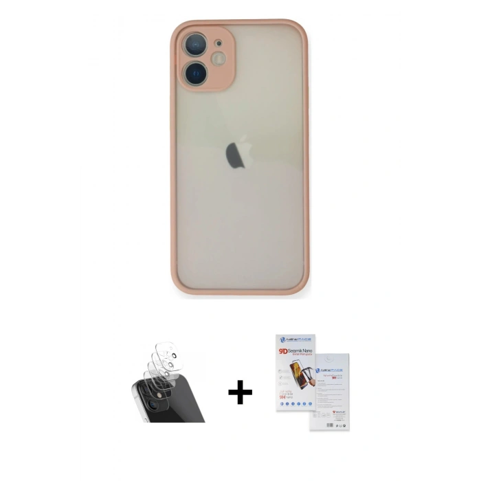 MARSİLYAN™- iPhone 11 Pro Max Kılıf Ahenk Çizgi Serisi - Siyah Seramik Nano Ekran Koruyucu + Kamera Lens Koruma Cam - SF