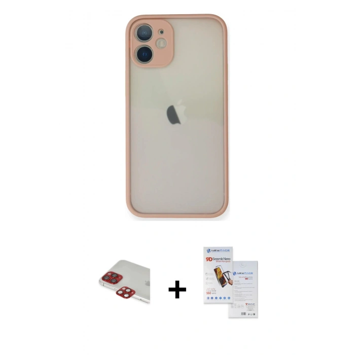MARSİLYAN™- iPhone 11 Pro Max Kılıf Ahenk Çizgi Serisi - Siyah Seramik Nano Ekran Koruyucu + Pers Alüminyum Kamera Lens - KI