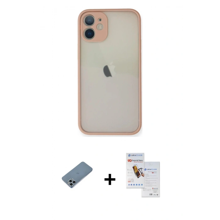 MARSİLYAN™- iPhone 11 Pro Max Kılıf Ahenk Çizgi Serisi - Siyah Seramik Nano Ekran Koruyucu + Shine Kamera Lens Koruma Cam - SABE