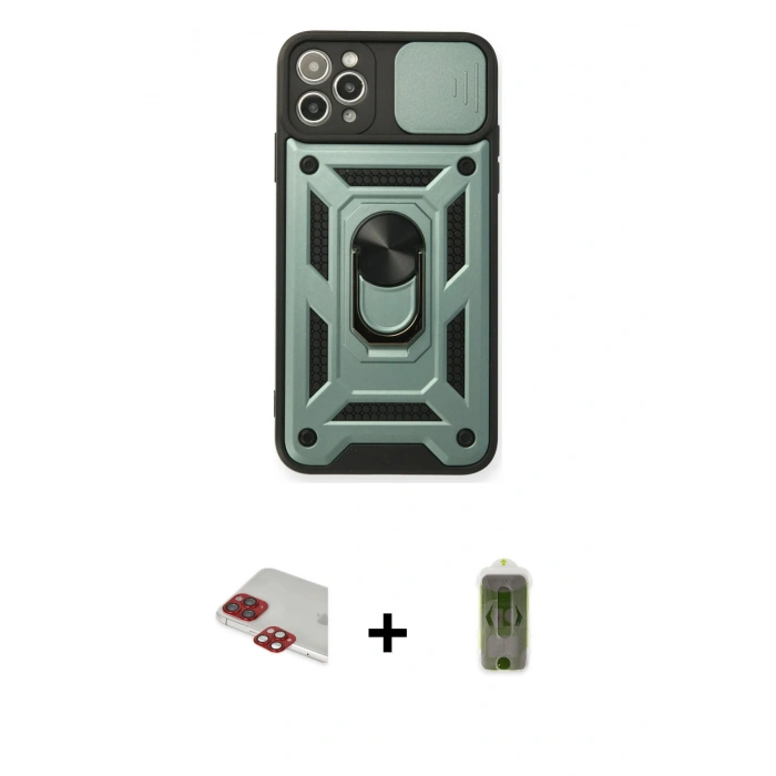 MARSİLYAN™- iPhone 11 Pro Max Kılıf Ahenk Klasik - Siyah Joko Magic 5D Hayalet Cam + Pers Alüminyum Kamera Lens - KI