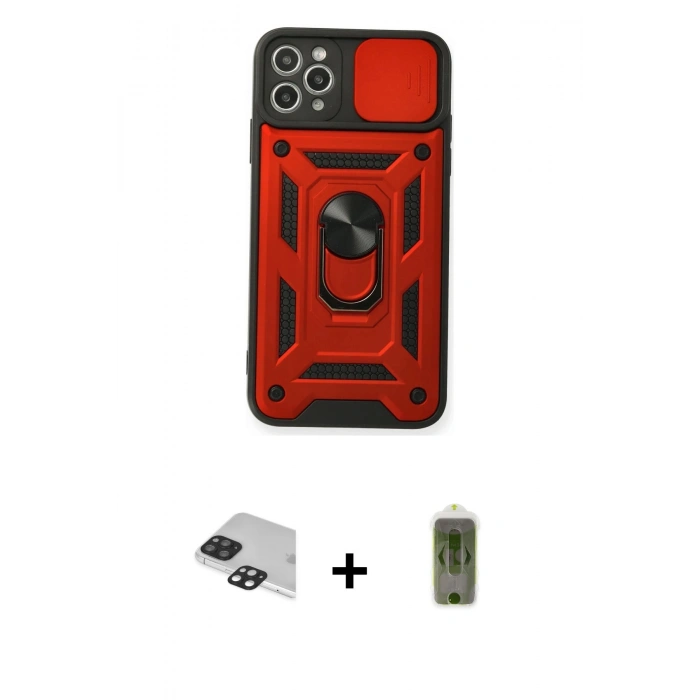MARSİLYAN™- iPhone 11 Pro Max Kılıf Ahenk Klasik - Siyah Joko Magic 5D Hayalet Cam + Pers Alüminyum Kamera Lens - SH