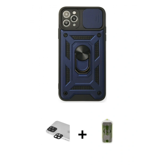 MARSİLYAN™- iPhone 11 Pro Max Kılıf Ahenk Klasik - Siyah Joko Magic 5D Hayalet Cam + Pers Alüminyum Kamera Lens - SH