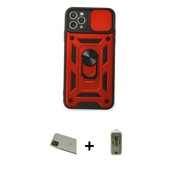 MARSİLYAN™- iPhone 11 Pro Max Kılıf Ahenk Klasik - Siyah Joko Magic 5D Hayalet Cam + Rainbow Kamera Lens Koruma Cam - YL