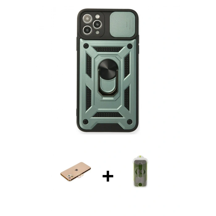 MARSİLYAN™- iPhone 11 Pro Max Kılıf Ahenk Klasik - Siyah Joko Magic 5D Hayalet Cam + Renkli Kamera Lens Koruma Cam - TU
