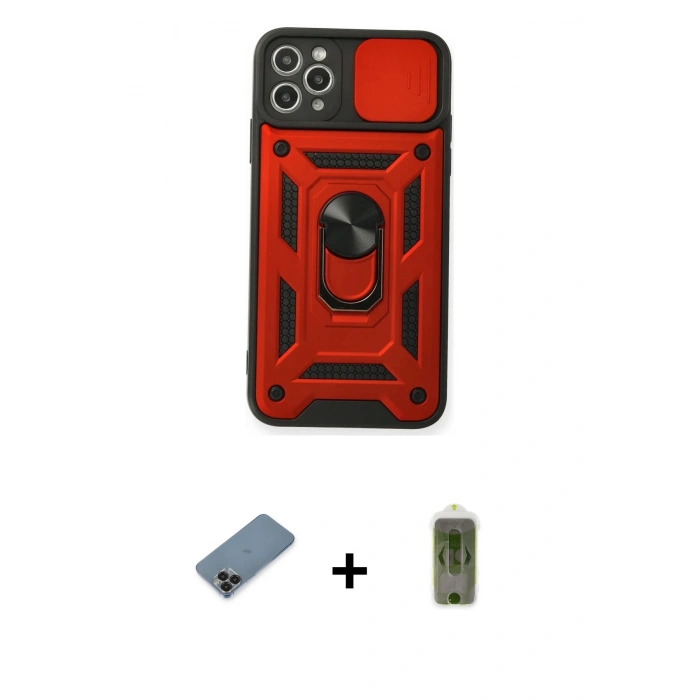 MARSİLYAN™- iPhone 11 Pro Max Kılıf Ahenk Klasik - Siyah Joko Magic 5D Hayalet Cam + Siyah Metal Kamera Lens Koruma Cam