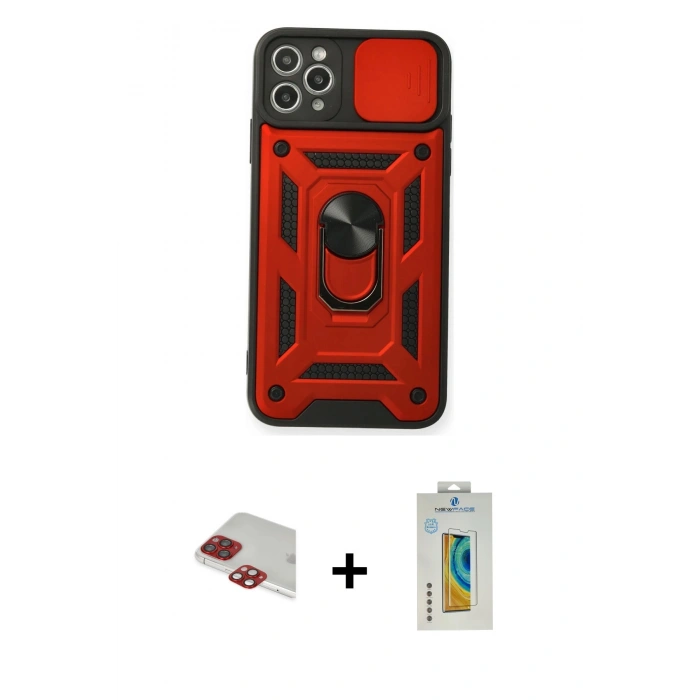 MARSİLYAN™- iPhone 11 Pro Max Kılıf Ahenk Klasik - Siyah Polymer Nano Ekran Koruyucu + Pers Alüminyum Kamera Lens - KI